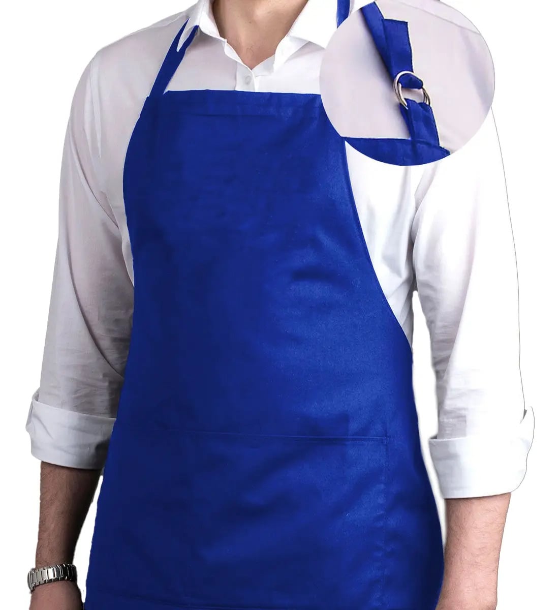 Avental Brim C/ Bolso E Ajustador De Altura Uniforme Bar Cor Azul — Têxteis de Casa e Decoração