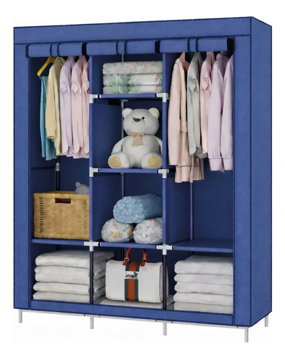 Armário Guarda Roupa Organizador Dobrável Desmontável Cor Azul — Organização para Casa