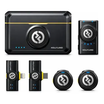Microfone de lapela Hollyland Lark M2 Combo Preto. Sem Fio Duplo Com Cancelamento de Ruído USB-C Lightning Para iPhone Android Câmera Entrevistas Com Estojo de — Microfones e Amplificadores