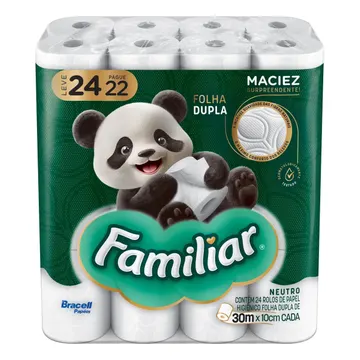 Papel Higiênico Familiar Folha Dupla Kit 24 Rolos de 30 m — Cuidado da Casa e Lavanderia