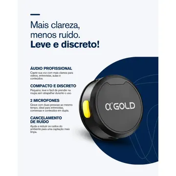 Microfone Lapela A'Gold MCF-38D Sem Fio para iPhone e Android com 2 Microfones — Acessórios para Câmeras
