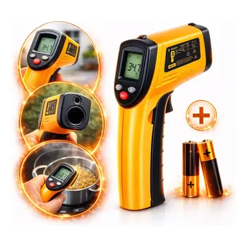 Termômetro Infravermelho Brasiliana Tech Digital Para Culinária E Industrial Até 400°C Laser Cozinha Churrasco Fritura Forno Visor LCD — Medições e Instrumentação