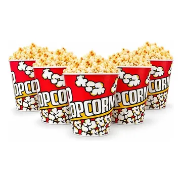 Kit 5 Baldes De Pipoca 3 Litros Cinema Filme Potes Branco