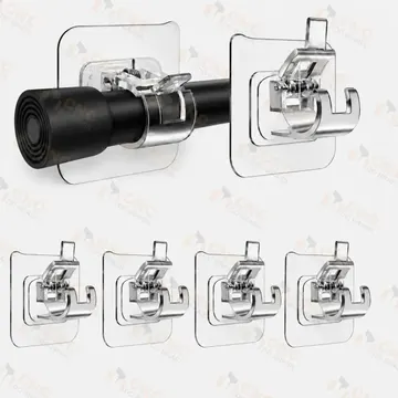 Kit 4 Suporte Varão Cortina Adesivo Sem Furos Transparente Gancho Autoadesivo Cnc Do Brasil — Banheiros