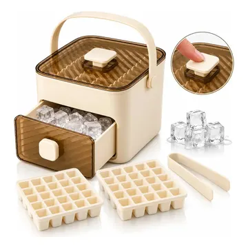 Forma de gelo Bandeja caixa EPS-6458 dupla gaveta 2 em 1 Cor Bege — Cozinha