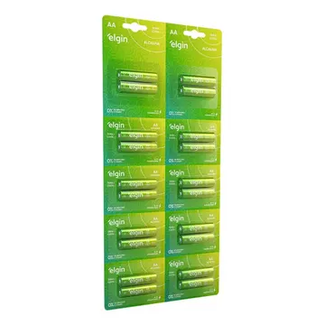 Pilha Alcalina Aa Comum Elgin 10 Cartelas De Blisters 2 Unidades — Pilhas e Carregadores