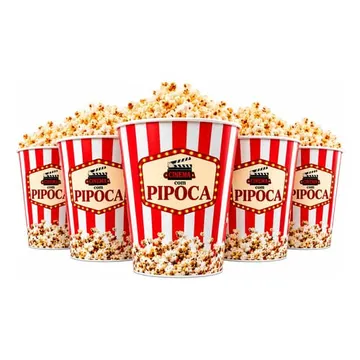 Kit 5 Baldes De Pipoca 3 Litros Cinema Filme Potes Vermelho