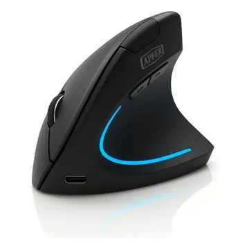 Mouse Vertical Ergonômico Sem Fio Recarregável Bluetooth e USB 2.4G – RGB, Silencioso, DPI Ajustável, Reduz Tensão no Pulso, Portátil e Confortável – Compatível — Acessórios gamer