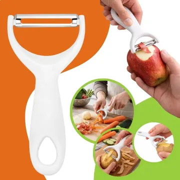 Descascador De Legumes Batatas E Frutas Lâmina Em Inox Branco Gurumania — Utensílios úteis