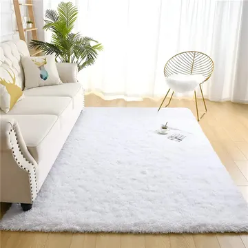 Tapete 2x1,5 Sala Peludo Quarto Cores Variadas Cor Branco Desenho Do Tecido Pelo Alto — Têxteis de Casa e Decoração