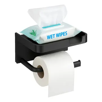 Suporte Porta Papel Higiênico Fixação Por Adesivo Resistente Com Prateleira Para Lenço Umedecido Celular Chaves Decoração Organizador Para Banheiro Lavabo Pared — Banheiros