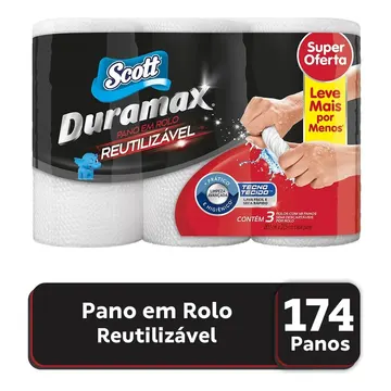 Pano Reutilizável Duramax Com 3 Rolos De 58 Unidades Cada Branco Scott — Cuidado da Casa e Lavanderia