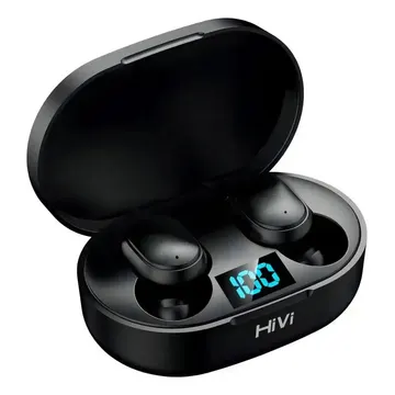 Hivi Fone De Ouvido Bluetooth 5.0 Par Sem Fio Duplo Cor Preto — Áudio