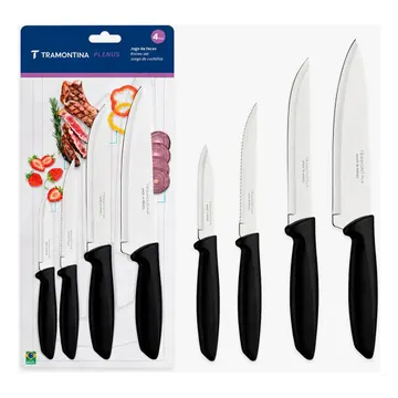 Jogo Facas Tramontina Kit Conjunto Faca Cozinha Churrasco 4p — Utensílios úteis