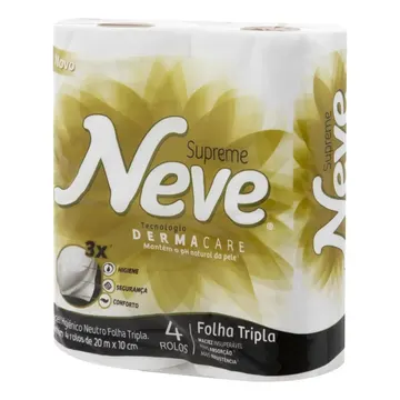 Papel Higiênico Folha Tripla 20 Metros Neve Com 4 Unidades