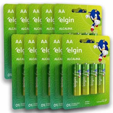 40 Pilha Alcalina AA LR6 1,5v Blister 82153 Elgin Energy — Pilhas e Carregadores
