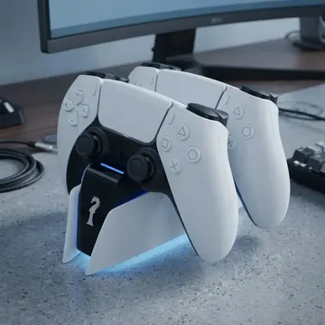 Carregador Duplo Kingster Compatível Controles PS5 com LED Indicador Bivolt Base Dock E Cabo Tipo C — Acessórios gamer