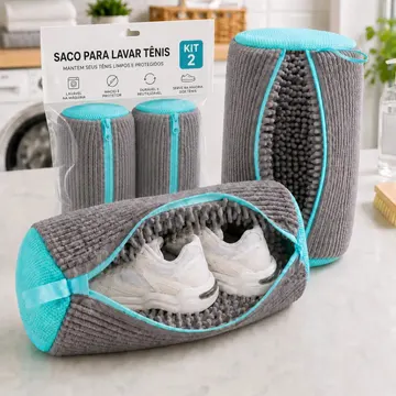 Kit 2 Sacos Para Lavar Tênis E Sapatos Em Máquina De Lavar – Saco Telado Anti-Impacto Com Fechamento Em Zíper — Cuidado da Casa e Lavanderia