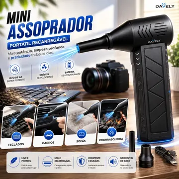 Mini Ventilador Soprador Ar Turbo 130000rpm Assoprador Sem Fio Recarregável USB-C 3 Níveis Jato Forte Portátil Multiuso Limpeza Teclado Carro Acende Churrasquei — Ferramentas para Jardim