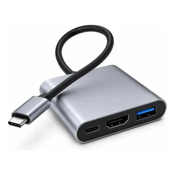Adaptador Conversor USB-C Para Hdmi 4k 3 Em 1 Ezsias Armarinhos — Acessórios para Áudio e Vídeo