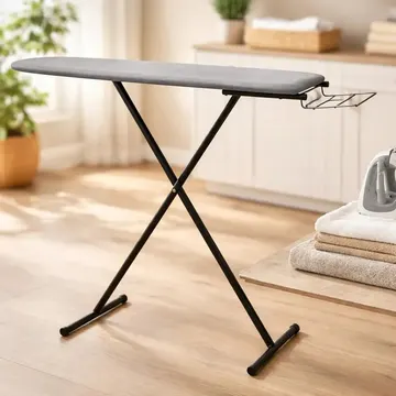 Tabua De Passar Roupa Reforçada Com Porta Ferro 3 Alturas Cor Preto Liso — Cuidado da Casa e Lavanderia