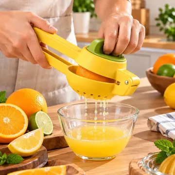 Espremedor De Laranja e Limão Grande Portátil Premium Manual Suco Reforçado Gourmet Resistente Plus Frutas Forte Profissional Verde/Amarelo — Utensílios úteis