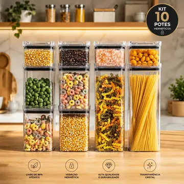 Kit 10 Porta Mantimentos Hermetico, Pote Para Alimentos — Utensílios úteis