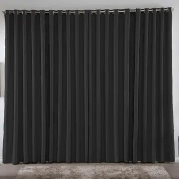 Cortina 4,00x2,80 Metros Blackout Blecaute Preto Corta Luz Em Tecido Grosso Para Quarto E Sala Texfine — Enfeites e Decoração da Casa