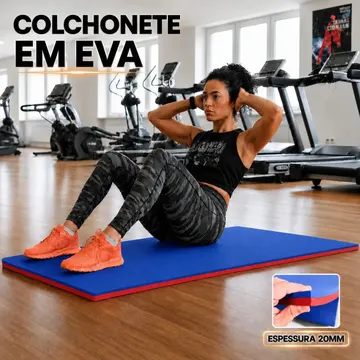 Colchonete de EVA Tatame 100x50cm com 20mm de Espessura Grosso Confortável | Azul e Vermelho | Antiderrapante Uso em Yoga Pilates Abdominais Alongamento Fisiote — Fitness e Musculação