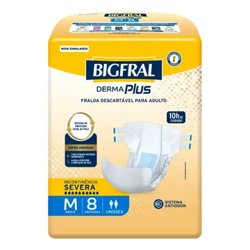 Fralda Bigfral Derma Plus M 8 Unidades Tamanho Médio