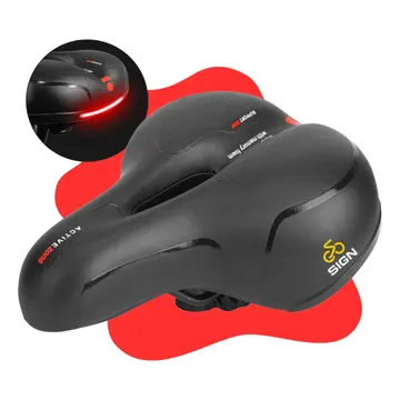 Banco Bike Selim Grande Para Bicicleta Super Comfort Molas Vazado Gel Tech Com Refletor Spinning Mtb Confortável Resistente Cor Preto Sign — Ciclismo