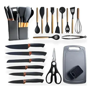 Conjunto 19 Peças Utensílios Cozinha Silicone Apoapp Preto — Utensílios úteis