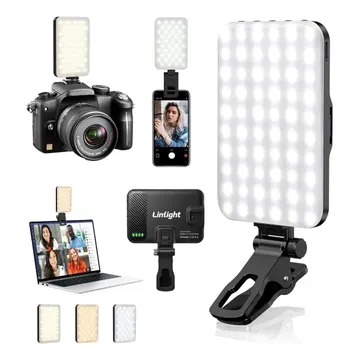 Selfie Ring Light Luz Para Celular Notebook E Câmera Led Recarregável C/clipe E Tripé — Acessórios para Celulares