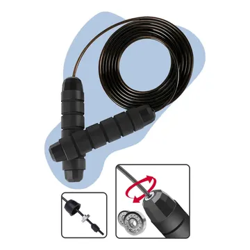 Corda de Pular Speed Rope 3M Profissional Academia Cross Fit com Rolamento Duplo Cabo de Aço e Pegadores Emborrachados Ajustável — Fitness e Musculação