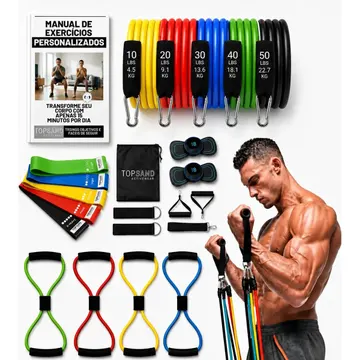Kit 20 Itens Esportivos Para Treino Em Casa Academia Fitness Funcional Com Elásticos Extensor Puxadores Massageador Faixas Elásticas Mini Band P/ Exercícios Gin — Fitness e Musculação