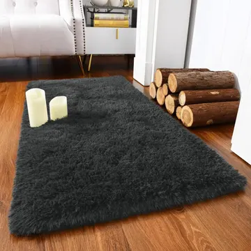 Passadeira Corredor 1,00x0,60 Tapete Super Peludo Beira De Cama Sala Quarto Cinza Texfine — Têxteis de Casa e Decoração