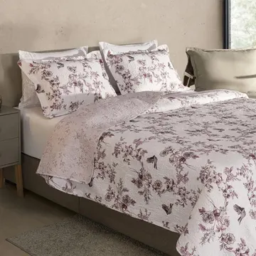 Kit Cobre Leito Colcha King 3 Peças Boutis Dupla Face Porta Travesseiro Aba Americana - Sofia Rose — Têxteis de Casa e Decoração