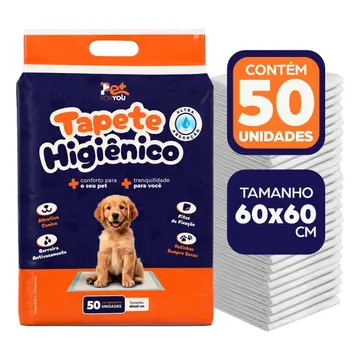 Tapete Higiênico Pet 50 Unidades 60x60 Descartável Cão Gato — Cães