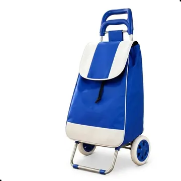 Carrinho De Compras Feira Azul Dobrável Reforçado Com Rodas Resistentes Multiuso Portátil Para Mercado Supermercado Lavanderia Transporte Prático — Cozinha