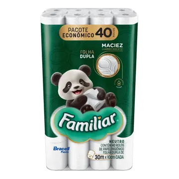 Papel Higiênico Familiar Folha Dupla 40 Rolos — Cuidado da Casa e Lavanderia