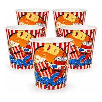 Kit 5 Baldes De Pipoca 3 Litros Cinema Filme Potes Azul