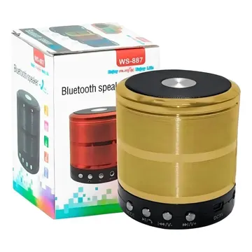 Caixa De Som Bluetooth Mini Speaker Ws-887 Caixinha De Som Cor Dourado — Periféricos para PC