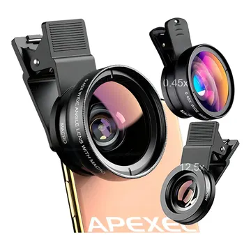 Lente Celular Apexel APL-0.45WM Macro 12.5x E Super Ângulo Amplo 0.45x — Acessórios para Celulares