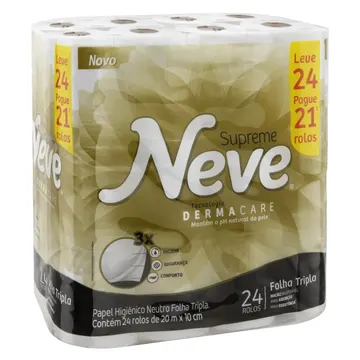 Papel Higiênico Supreme Folha Tripla 24 Rolos Neve Folha Tripla — Cuidado da Casa e Lavanderia