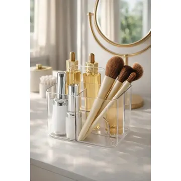 Organizador Multiuso Mesa Maquiagem Pincel Skincare Banheiro Cristal — Organização para Casa
