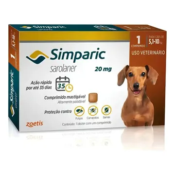 Simparic 20mg Antipulgas Cães 5 A 10kg 1 Comprimidos Zoetis