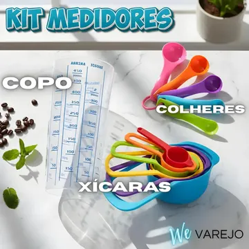 Kit Copo Medidor Colheres Medidoras Xícaras Medidas Receitas Variados