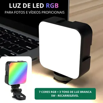 Luz de iluminação para selfie profissional Led Branco e RGB 5W para vídeos e fotos luz de estúdio e clip portátil perfeito para Instagram Tiktok — Acessórios para Celulares