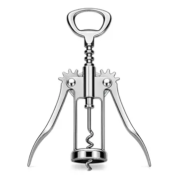 Saca Rolha Vinho Aço Inox Premium Abridor Garrafa Manual Prata — Cozinha