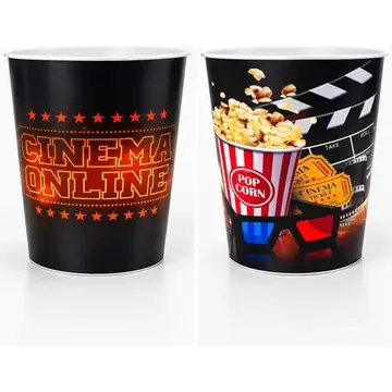 Kit 2 Baldes De Pipoca 3 Litros Pote Popcorn Cinema Filme Preto